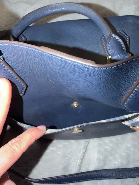 Michael Kors Navy Saffiano Leather Satchel with MK Tag - Picture 9 of 10